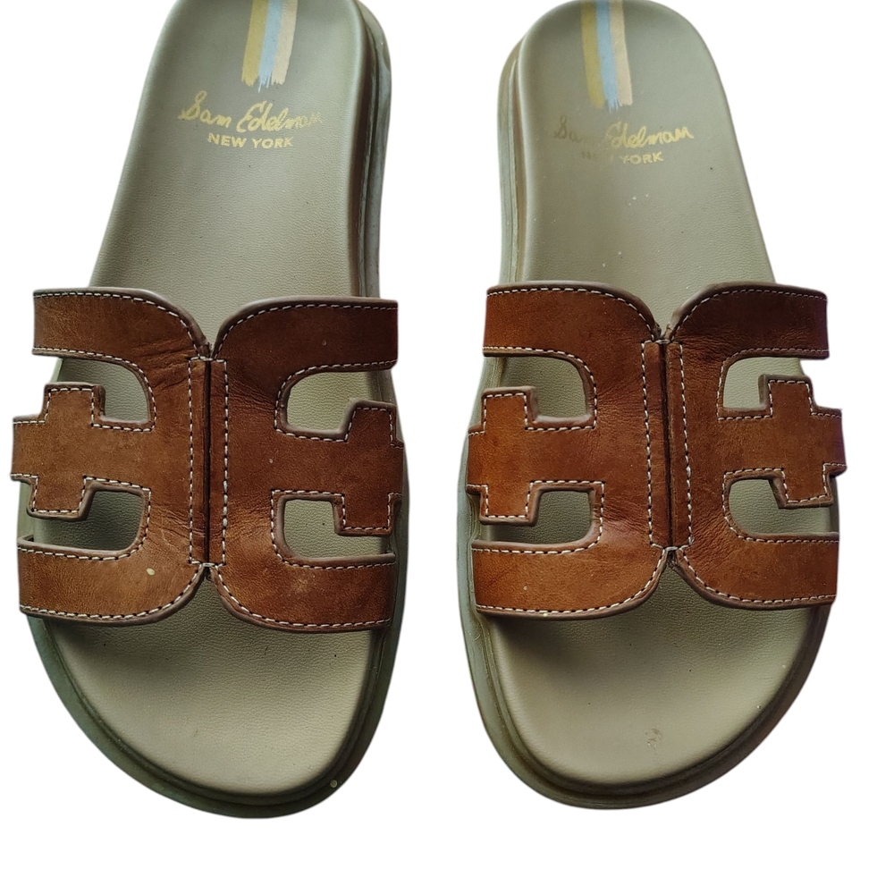 Sam Edelman Tan Cut-Out Slide Sandals